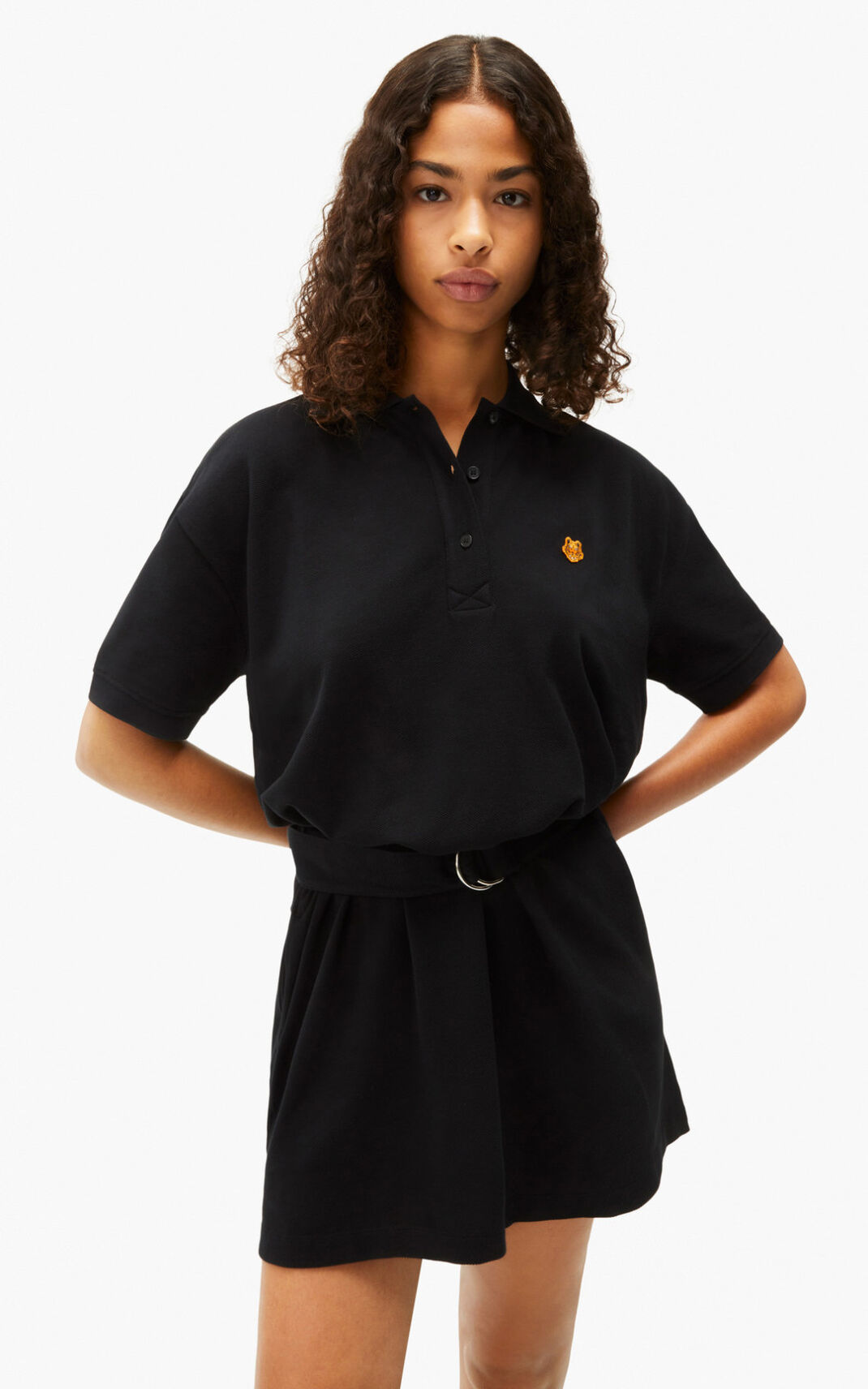 Robe Kenzo Femme Tiger crest polo Noir VLEFD-2798